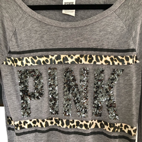 PINK Victoria's Secret Tops - SOLD. VS PINK | Leopard print sequin long sleeve